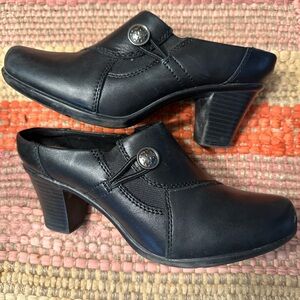 Women's Black Heeled Mules